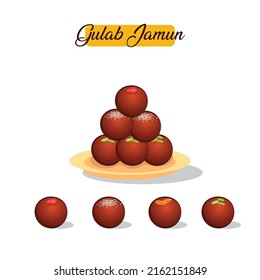 Gulab Jamun en un plato. Diferente tipo de comida india jamun de gulab.