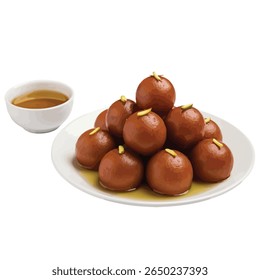 Gulab Jamuns em xarope: Prato Branco, Decorar - Doce Delicacy Indiano