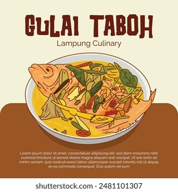Gulai Taboh, a typical food from Lampung, Indonesia. Soupy Food, Vector Illustration Design