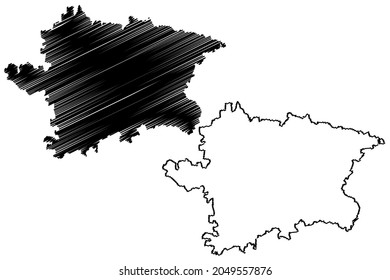 Gulbarga district (Karnataka State, Republic of India, Gulbarga Division) map vector illustration, scribble sketch Kalaburagi map