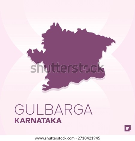 GULBARGA District Map, Karnataka, India – Editable Vector Outline.