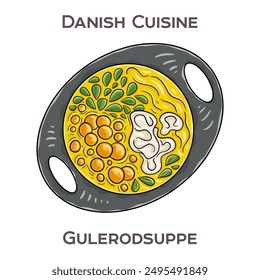Gulerodsuppe is a creamy Danish carrot soup typically made with pureed carrots, onions, and potatoes, often seasoned with ginger and garnished with cream.