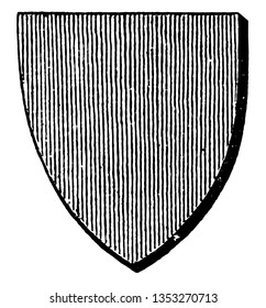 Gules Shield is a heraldic shield with a red surface vintage line drawing or engraving illustration.