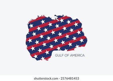 gulf of America with united states flag vector illustration stars cartography social issue