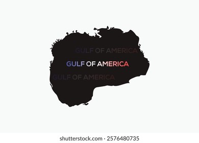 gulf of America vector illustration map with text Gulf of Mexico will be renamed. conceptual silhouette