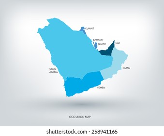 GULF COUNTRIES NEW MAP, VECTOR