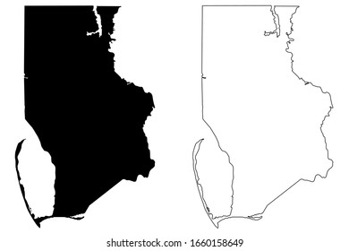 Gulf County, Florida (U.S. county, United States of America,USA, U.S., US) map vector illustration, scribble sketch Gulf map