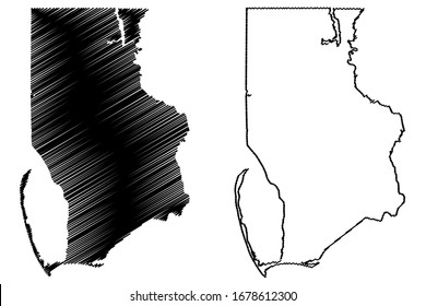 Gulf County, Florida (U.S. county, United States of America,USA, U.S., US) map vector illustration, scribble sketch Gulf map