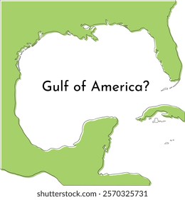 Gulf of Mexico or Gulf of America stylized map vector illustration with text.