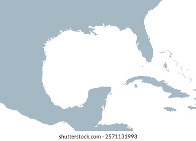 Gulf of Mexico closeup illustration on the world map