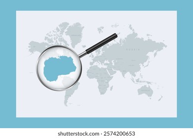 Gulf of Mexico on political world map with magnifying glass