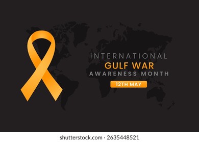 Gulf War Awareness Month background design with Yellow silk ribbon.