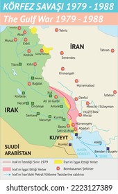 Gulf War (History Lesson Maps, Iran, Iraq, Kuwait, Saudi Arabia) Körfez Savaşı, Tarih Haritları