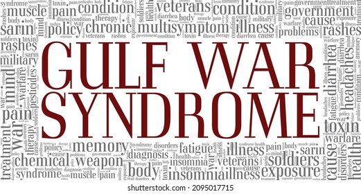 Gulf War Syndrome Conceptual Vector Illustration Word Cloud Isolated On White Background.