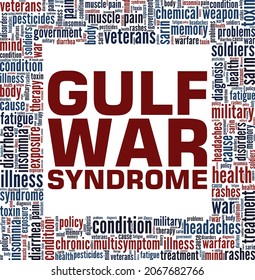 Gulf War Syndrome Vector Illustration Word Cloud Isolated On White Background.