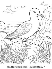 Gull Bird coloring page line art