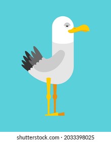 Gull Cartoon Isolated. Seagull Sea Bird Vector Illustration. 