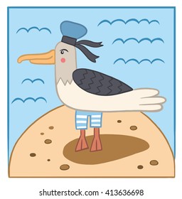 gull. a character in a children's style