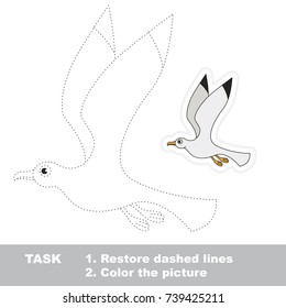 Gull. Dot to dot educational game for kids.