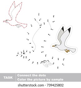 Gull. Dot to dot educational game for kids.