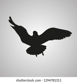Gull - flying bird silhouette - vector
