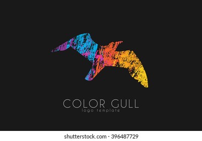 Gull logo. Color gull. Bird logo. Creative logo. Sea bird.