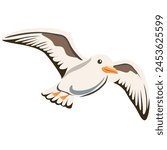 gull on a transparent background. Cartoon character on a transparent background. A separate element for your design.