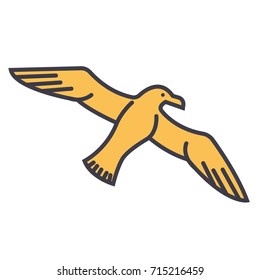 Gull, seagull flat line illustration, concept vector isolated icon 