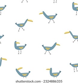 Gull seamless pattern set. Modern design for clothes, fabric, paper, cover, interior decor. Vector texture.