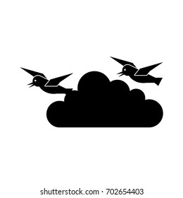 gulls flying isolated icon
