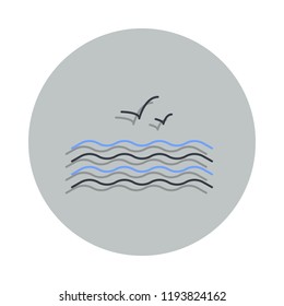 gulls on the sea icon in badge style. One of web collection icon can be used for UI, UX