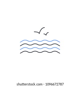 gulls on the sea icon. Element of web icon with one color for mobile concept and web apps. Thin line gulls on the sea icon can be used for web and mobile. Premium icon on white background