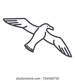 gull,seagull vector line icon, sign, illustration on background, editable strokes