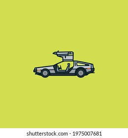 Gullwing sports car vector illustration for Back To The Future Day on October 21