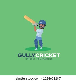 Gully cricket tournament vector mascot logo template.