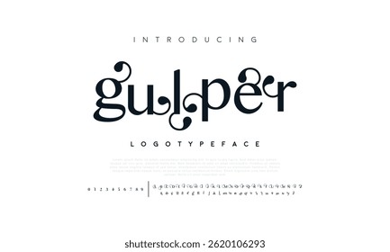Guloer abstract minimalist sans serif technology, electronic, digital, music, movie, creative logos fonts. vector illustration