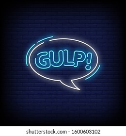 Gulp Neon Signs Style Text Vector