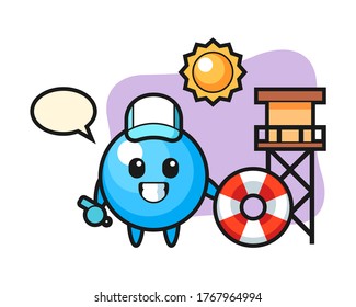 Gum ball cartoon as a beach guard