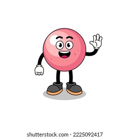 gum ball cartoon doing wave hand gesture , character design