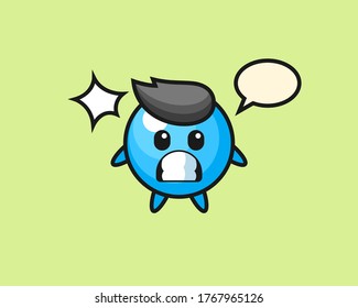 Gum ball cartoon with shocked gesture