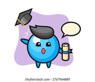 Gum ball cartoon throwing the hat at graduation