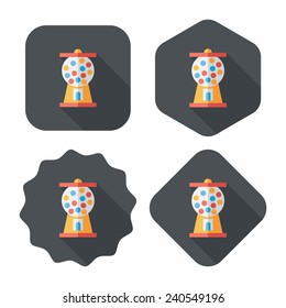 Gum ball Machine flat icon with long shadow,eps10