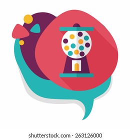 Gum ball Machine flat icon with long shadow,eps10