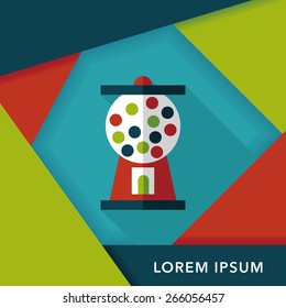 Gum ball Machine flat icon with long shadow,eps10