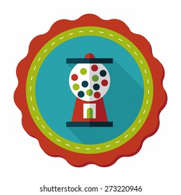 Gum ball Machine flat icon with long shadow,eps10