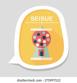 Gum ball Machine flat icon with long shadow,eps10