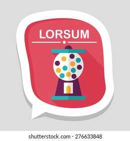 Gum ball Machine flat icon with long shadow,eps10