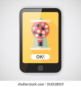 Gum ball Machine flat icon with long shadow,eps10