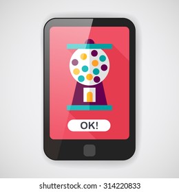 Gum ball Machine flat icon with long shadow,eps10