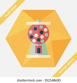 Gum ball Machine flat icon with long shadow,eps10